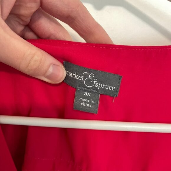 MARKET & SPRUCE STITCH FIX Plus Size Cleve Flutter Sleeve Blouse Raspberry Pink - Picture 4 of 16